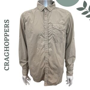Craghoppers Lightweight Anti-Insect Shirt Beige Long Sleeve Travel Men’s Large